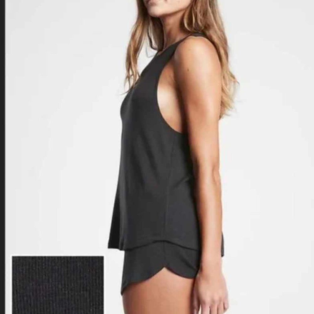 Athleta Well Rested Sleep Tank - Ribbed Black - Picture 3 of 4